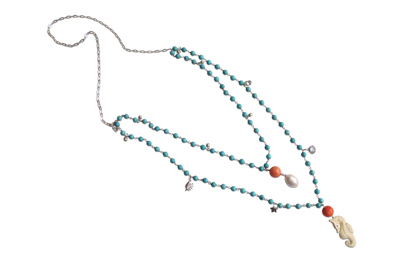 turquoise,coral,pearl,mammoth ivory&silver
